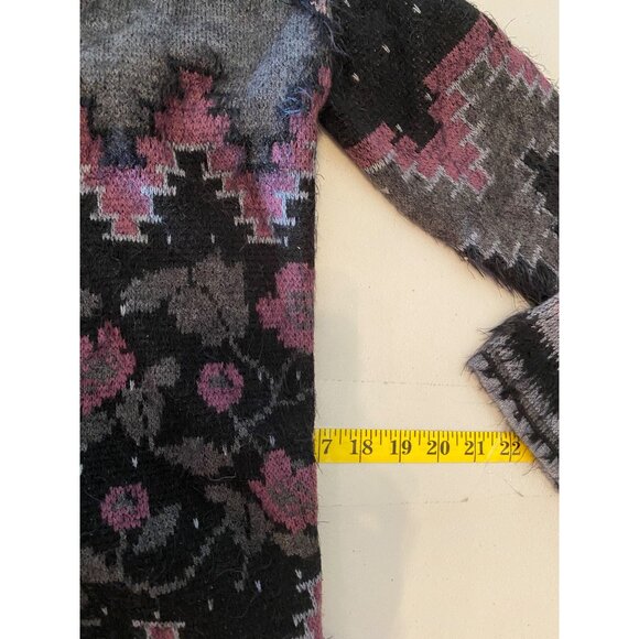 Vertigo Hooded Cardigan Sweater Floral & Geometric Pattern Small - Picture 7 of 8